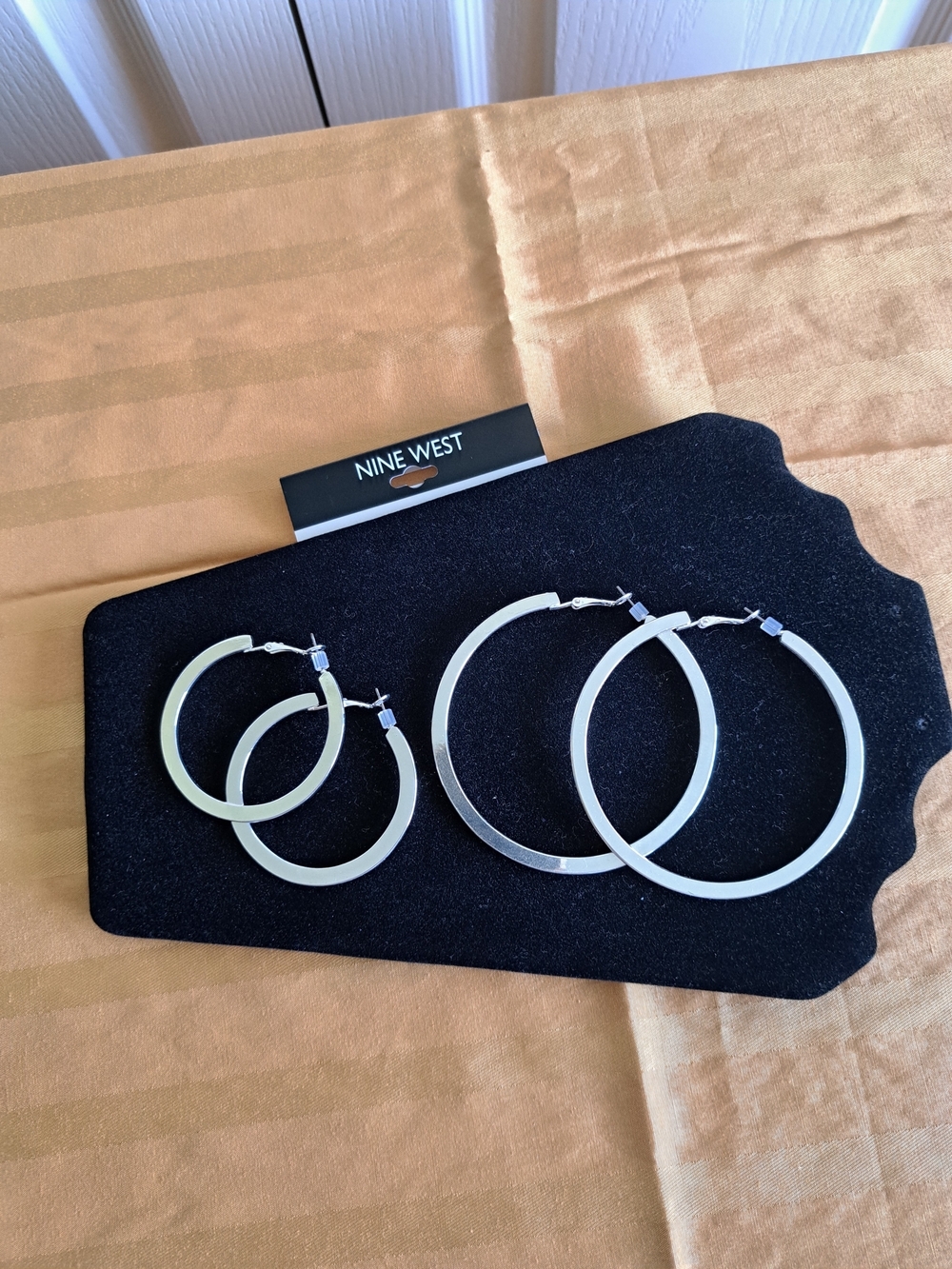 Nine West Silver Hoop Earring Set - Two Sizes - Picture 3 of 3